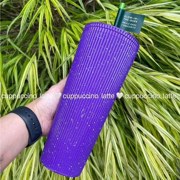 💜NWT✨Starbucks 2024 Purple Pleated Speckled Glow in the Dark Halloween Tumbler - Picture 3 of 7